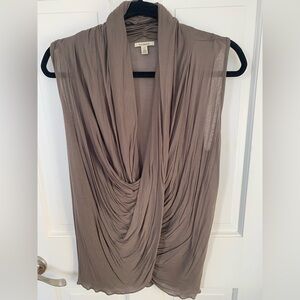 Bordeaux Olive/Taupe Colored Drape Blouse